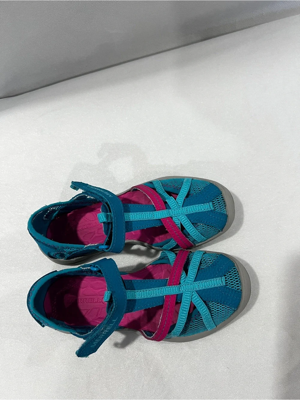 Merrell Dragonfly Sandal Size 1 US Kids Little Kids Turquoise Blue Pink Gray